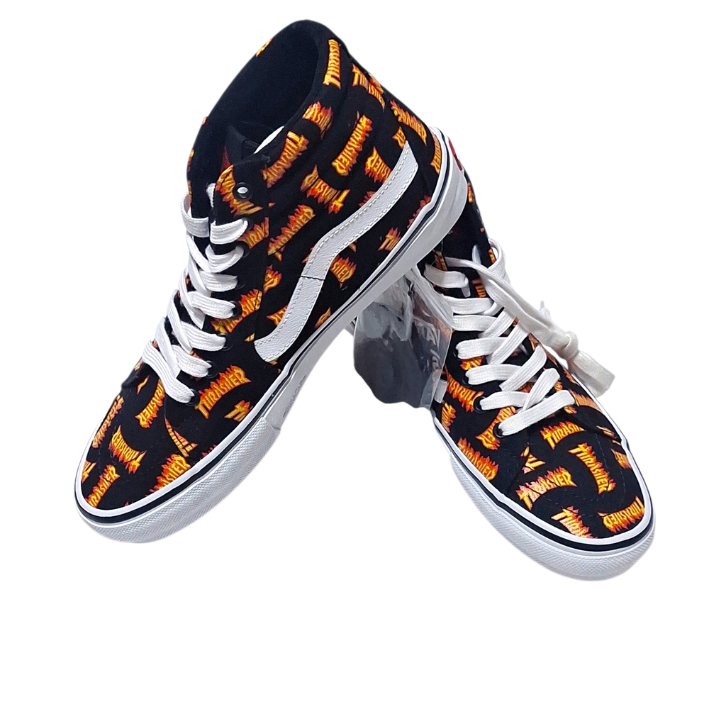 Vans Sk8-Hi Thrasher Allover Logo Black Size 8 NWT - Picture 11 of 14